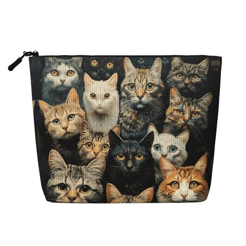 lootpe Reise-Make-up-Tasche mit Katzendruck, große Kapazität, Kosmetiktasche für Damen, tragbare Kosmetiktasche, Kulturbeutel von Lootpe