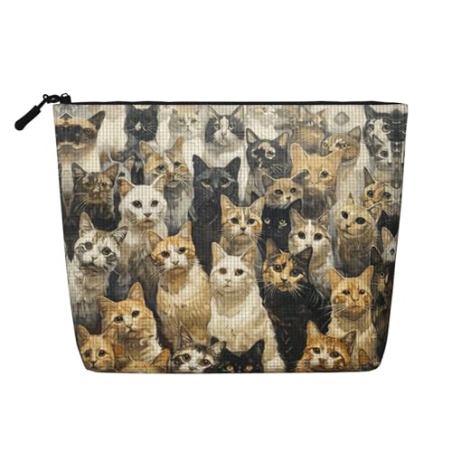 lootpe Reise-Make-up-Tasche mit Katzendruck, große Kapazität, Kosmetiktasche für Damen, tragbare Kosmetiktasche, Kulturbeutel von Lootpe