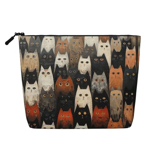 lootpe Reise-Make-up-Tasche mit Katzendruck, große Kapazität, Kosmetiktasche für Damen, tragbare Kosmetiktasche, Kulturbeutel von Lootpe