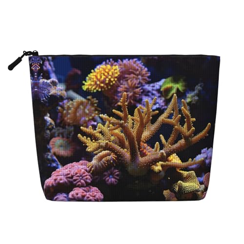 lootpe Reise-Make-up-Tasche mit Korallenriff-Aufdruck, große Kapazität, Kosmetiktasche für Damen, tragbare Kosmetiktasche, Kulturbeutel von Lootpe