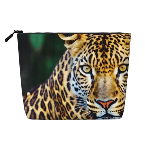 lootpe Reise-Make-up-Tasche mit Leopardenmuster, große Kapazität, Kosmetiktasche für Damen, tragbare Kosmetiktasche, Kulturbeutel, Gelb von Lootpe