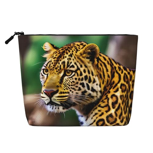 lootpe Reise-Make-up-Tasche mit Leopardenmuster, große Kapazität, Kosmetiktasche für Damen, tragbare Kosmetiktasche, Kulturbeutel, Gelb von Lootpe