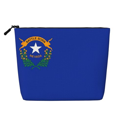 lootpe Reise-Make-up-Tasche mit Nevada-Flaggen-Druck, große Kapazität, Kosmetiktasche für Damen, tragbare Kosmetiktasche, Kulturbeutel von Lootpe