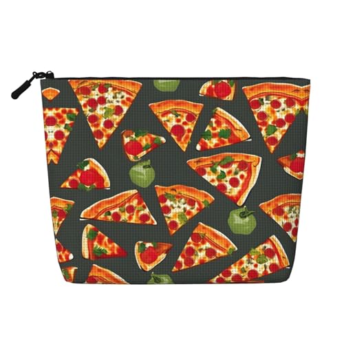 lootpe Reise-Make-up-Tasche mit Pizza-Muster, große Kapazität, Kosmetiktasche für Damen, tragbare Kosmetiktasche, Kulturbeutel von Lootpe