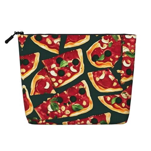 lootpe Reise-Make-up-Tasche mit Pizza-Muster, große Kapazität, Kosmetiktasche für Damen, tragbare Kosmetiktasche, Kulturbeutel von Lootpe