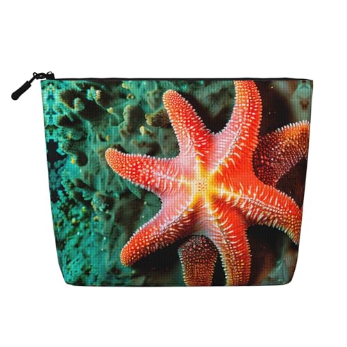lootpe Reise-Make-up-Tasche mit Seesternmotiv, große Kapazität, Kosmetiktasche für Damen, tragbare Kosmetiktasche, Kulturbeutel von Lootpe
