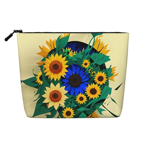 lootpe Reise-Make-up-Tasche mit Sonnenblumen-Muster, große Kapazität, Kosmetiktasche für Damen, tragbare Kosmetiktasche, Kulturbeutel von Lootpe