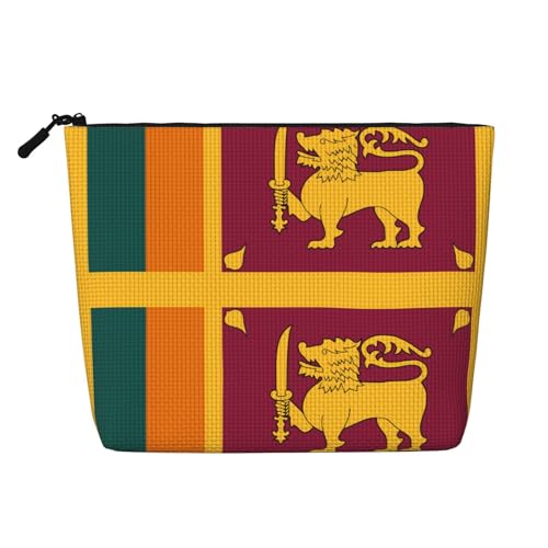 lootpe Reise-Make-up-Tasche mit Sri Lanka-Flagge, große Kapazität, Kosmetiktasche für Damen, tragbare Kosmetiktasche, Kulturbeutel von Lootpe