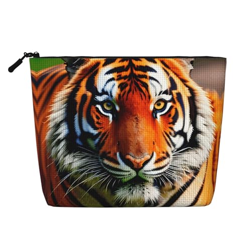 lootpe Reise-Make-up-Tasche mit Tigerstreifen, orangefarbenes Muster, große Kapazität, Kosmetiktasche für Damen, tragbare Kosmetiktasche, Kulturbeutel von Lootpe