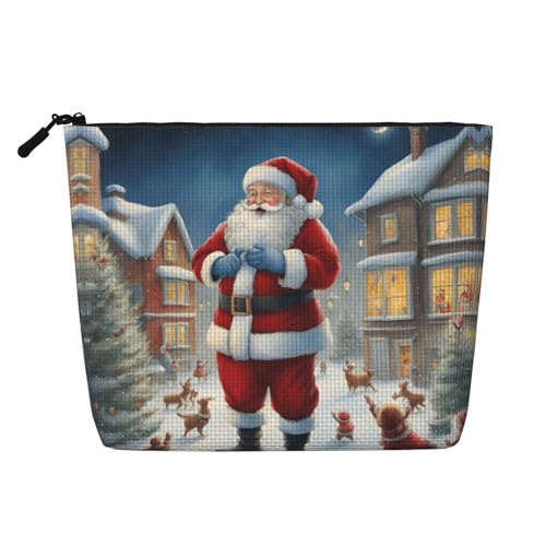 lootpe Reise-Make-up-Tasche mit Weihnachtsmann-Motiv, große Kapazität, Kosmetiktasche für Damen, tragbare Kosmetiktasche, Kulturbeutel von Lootpe