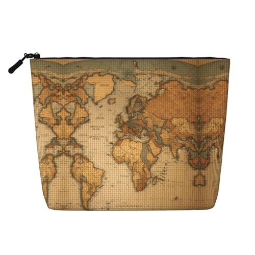 lootpe Reise-Make-up-Tasche mit Weltkarten-Druck, große Kapazität, Kosmetiktasche für Damen, tragbare Kosmetiktasche, Kulturbeutel von Lootpe