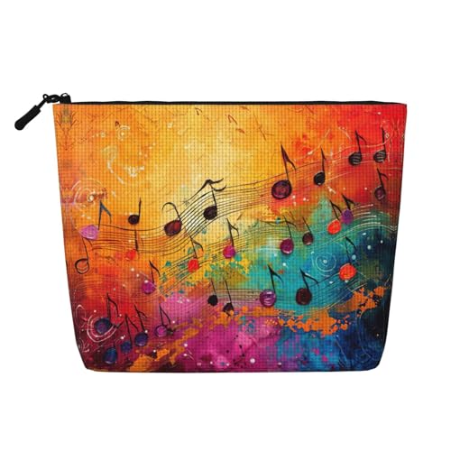 lootpe Reise-Make-up-Tasche mit buntem Musiknoten-Druck, große Kapazität, Kosmetiktasche für Damen, tragbare Kosmetiktasche, Kulturbeutel von Lootpe