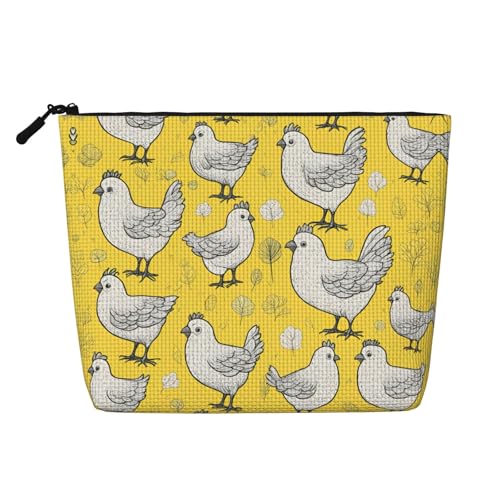 lootpe Reise-Make-up-Tasche mit gelbem Huhn-Druck, große Kapazität, Kosmetiktasche für Damen, tragbare Kosmetiktasche, Kulturbeutel von Lootpe