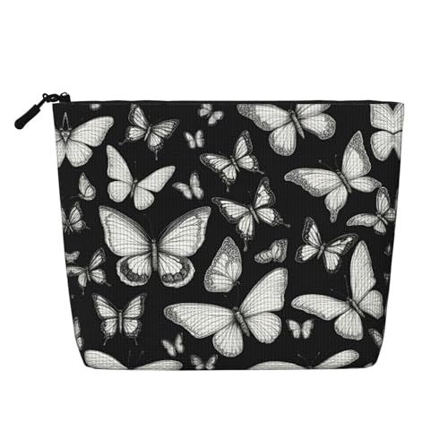 lootpe Reise-Make-up-Tasche mit handgezeichnetem Schmetterlings-Druck, große Kapazität, Kosmetiktasche für Damen, tragbare Kosmetiktasche, Kulturbeutel von Lootpe