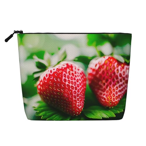 lootpe Reise-Make-up-Tasche mit rotem Erdbeerdruck, große Kapazität, Kosmetiktasche für Damen, tragbare Kosmetiktasche, Kulturbeutel von Lootpe