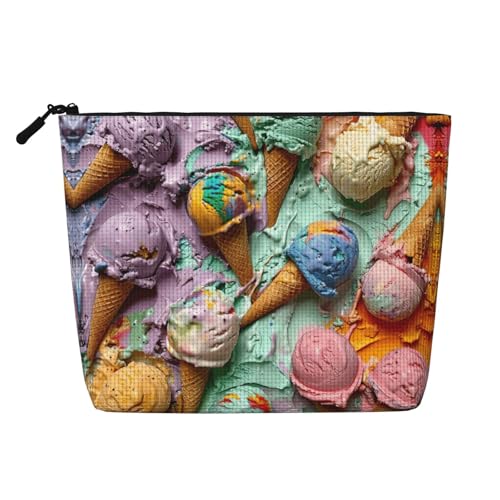 lootpe Reise-Make-up-Tasche mit vielen farbigen Eiscreme-Aufdruck, große Kapazität, Kosmetiktasche für Damen, tragbare Kosmetiktasche, Kulturbeutel von Lootpe