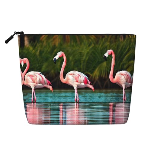 lootpe Reise-Make-up-Tasche mit zwei Flamingos, große Kapazität, Kosmetiktasche für Damen, tragbare Kosmetiktasche, Kulturbeutel von Lootpe