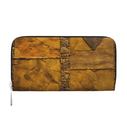 lootpe Rustikale Damen-Geldbörse mit Ziegelstein-Motiv, Kreditkartenhalter, Handygeldbörse, lange Clutch von Lootpe