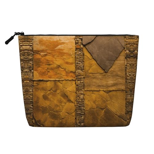 lootpe Rustikale Make-up-Tasche mit Stein-Motiv, Reise-Make-up-Tasche, große Kapazität, Kosmetiktasche für Damen, tragbare Kosmetiktasche, Kulturbeutel von Lootpe