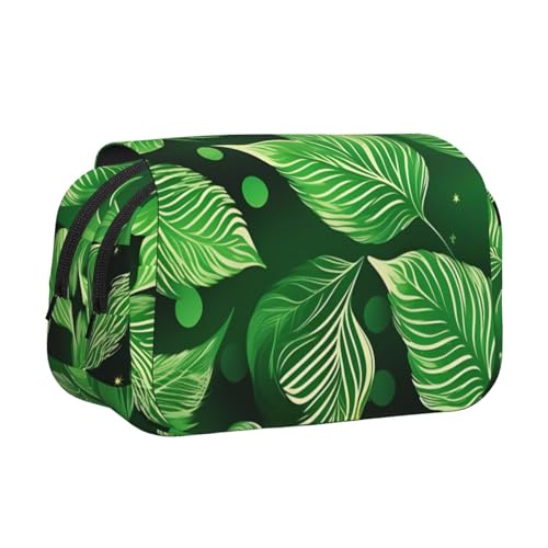 lootpe St. Patricks Day Federmäppchen mit Blätteraufdruck, großes Fassungsvermögen, Markertasche, Schreibwaren-Organizer-Tasche, tragbare Büro-Stifttasche von Lootpe