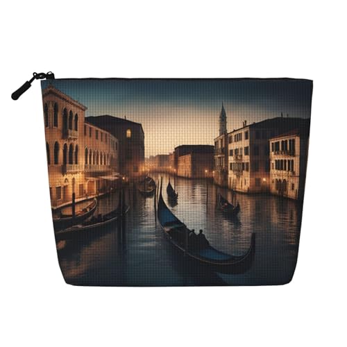 lootpe Venice Night Print Reise Make-up Tasche Große Kapazität Kosmetiktaschen für Frauen Tragbare Kosmetiktasche Kulturbeutel von Lootpe