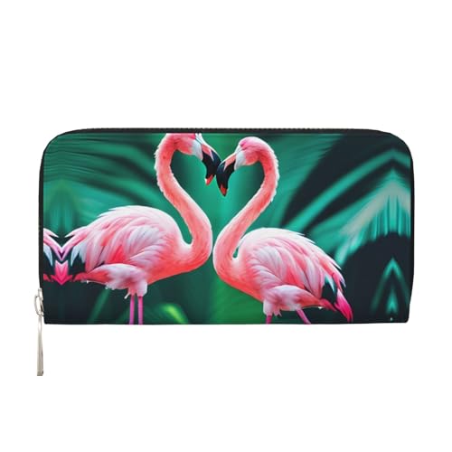 lootpe Zwei Flamingo-Print Damen-Geldbörse, Kreditkartenhalter, Handygeldbörse, lange Clutch-Handtasche von Lootpe