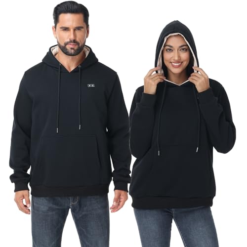 Loowoko Beheizbarer hoodie unisex Mit Power bank 10000 mAh,3 Temperaturstufen + 6 Heizzonen, Waschbar, Beheizter hoodie Für Arbeit im Freien, Motorrad, Spaziergang & Gassi M von Loowoko