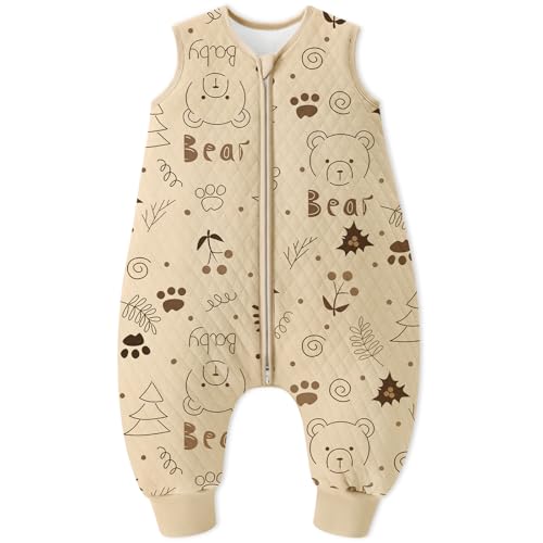 Looxii Schlafsack Baby mit füßen 1.5 Tog Baumwolle BabySchlafsack Herbst Ganzjahres Schlafsack mit Beinen für Kinder 6-18 Monate Jungen Mädchen 70 cm von Looxii