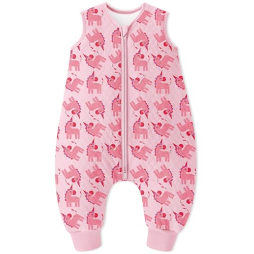 Looxii Schlafsack Baby mit füßen 1.5 Tog Baumwolle BabySchlafsack Herbst Ganzjahres Schlafsack mit Beinen für Kinder 6-18 Monate Jungen Mädchen 70 cm von Looxii