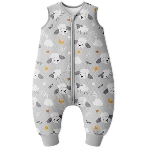 Looxii Schlafsack Baby mit füßen 2.5 Tog Baumwolle Warm Winterschlafsack Baby Schlafsack mit Beinen für Kinder 18-36 Monate Jungen Mädchen 80 cm Grau Alpaka von Looxii