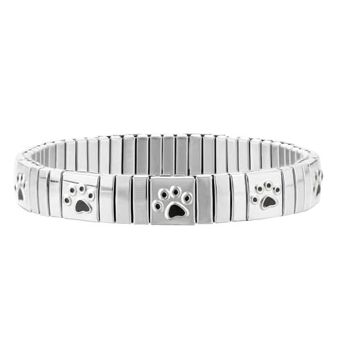 Loozykit Elastisches Edelstah Armband silber gold für Damen Dehnbarer Hypoallergener Schmuck Fertiges Armband Gelbgold Silber Unisex Geschenk Urlaubssouvenirs(Silber schwarze Klaue) von Loozykit