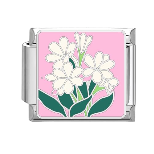 Loozykit Italian Charm Bracelet Charms Silber 9mm Italian Charms Edelstähle spleißbar Blumen Moon Style Italienisches Charm Armband DIY Mädchen Junge Geschenk(Rosa und weiße Blumen) von Loozykit