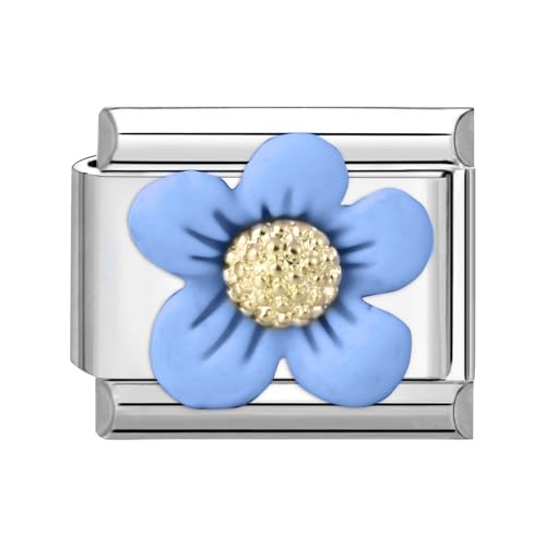 Loozykit Italian Charm Bracelet Charms Silber 9mm spleißbar Italian Charms Buntes Pflaster Italienisches Charm Edelstähle DIY Armband Mädchen Junge Geschenk(Blaue Blume) von Loozykit