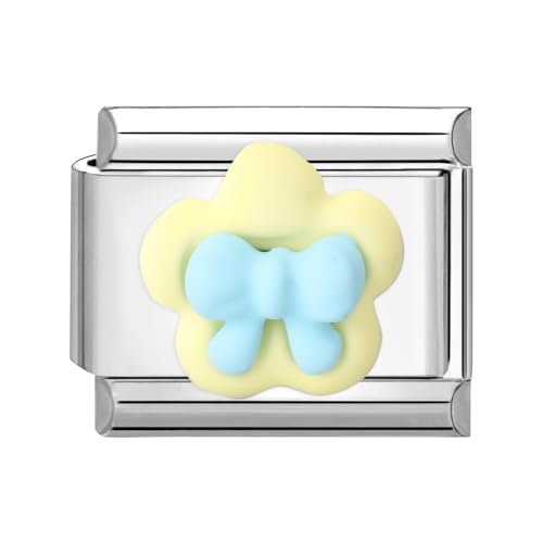Loozykit Italian Charm Bracelet Charms Silber 9mm spleißbar Italian Charms Buntes Pflaster Italienisches Charm Edelstähle DIY Armband Mädchen Junge Geschenk(Gelbe und blaue Blumen) von Loozykit