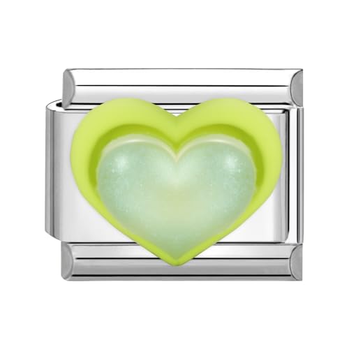 Loozykit Italian Charm Bracelet Charms Silber 9mm spleißbar Italian Charms Buntes Pflaster Italienisches Charm Edelstähle DIY Armband Mädchen Junge Geschenk(Hellgrüne Liebe) von Loozykit