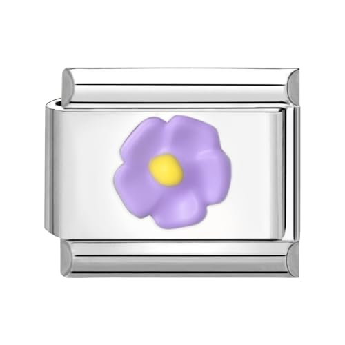 Loozykit Italian Charm Bracelet Charms Silber 9mm spleißbar Italian Charms Buntes Pflaster Italienisches Charm Edelstähle DIY Armband Mädchen Junge Geschenk(Lila Blüten) von Loozykit