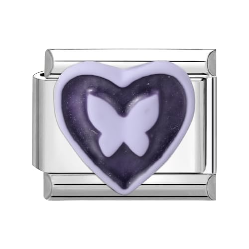 Loozykit Italian Charm Bracelet Charms Silber 9mm spleißbar Italian Charms Buntes Pflaster Italienisches Charm Edelstähle DIY Armband Mädchen Junge Geschenk(Schwarz lila Liebe) von Loozykit