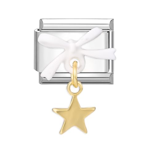 Loozykit Italian Charm Bracelet Charms Silber 9mm spleißbar Italian Charms Buntes Pflaster Italienisches Charm Edelstähle DIY Armband Mädchen Junge Geschenk(Weißer Bogen Stern Anhänger) von Loozykit