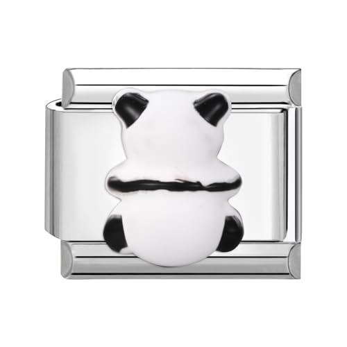 Loozykit Italian Charm Bracelet Charms Silber 9mm spleißbar Italian Charms Buntes Pflaster Italienisches Charm Edelstähle DIY Armband Mädchen Junge Geschenk(Weißer Panda zurück) von Loozykit