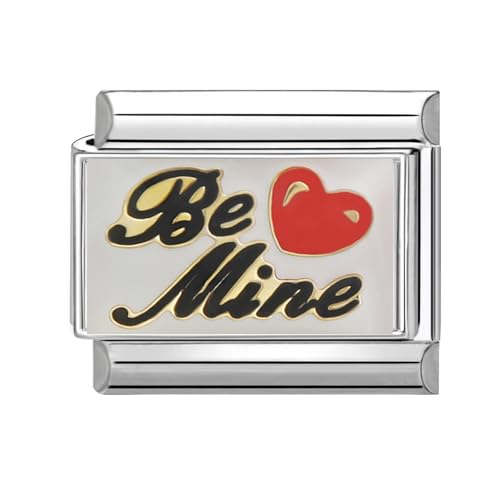 Loozykit Italian Charm Bracelet Charms Silber Italian Charms bracelet women Farb Fotoserie Italian lucky charms Abnehmbar charm Armband DIY Mädchen Jungen Geschenk(Schwarz Sei mein) von Loozykit