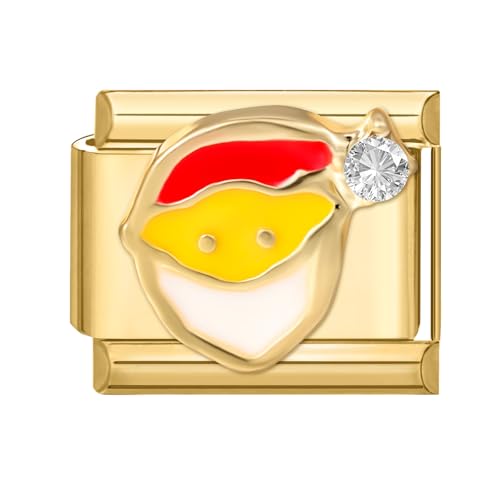 Loozykit Italian charm bracelet charms Gold Weihnachts Serie 9mm Italian charms Edelstahl Italian Style Charm Modul für Italienische armband damen herren Geschenk(Rot Weihnachtsmann) von Loozykit