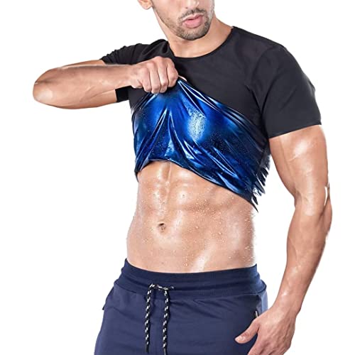 Loozykit Sauna Shirt Schweiß Weste Männer Damen Unterstützt Gewichtsverlust Neopren Sauna Hemd Body Shaper Workout Sport T-Shirt Yoga Laufshirt Funktionsshirt Nahtlos Oberteile(XL,Schwarz-Herren) von Loozykit