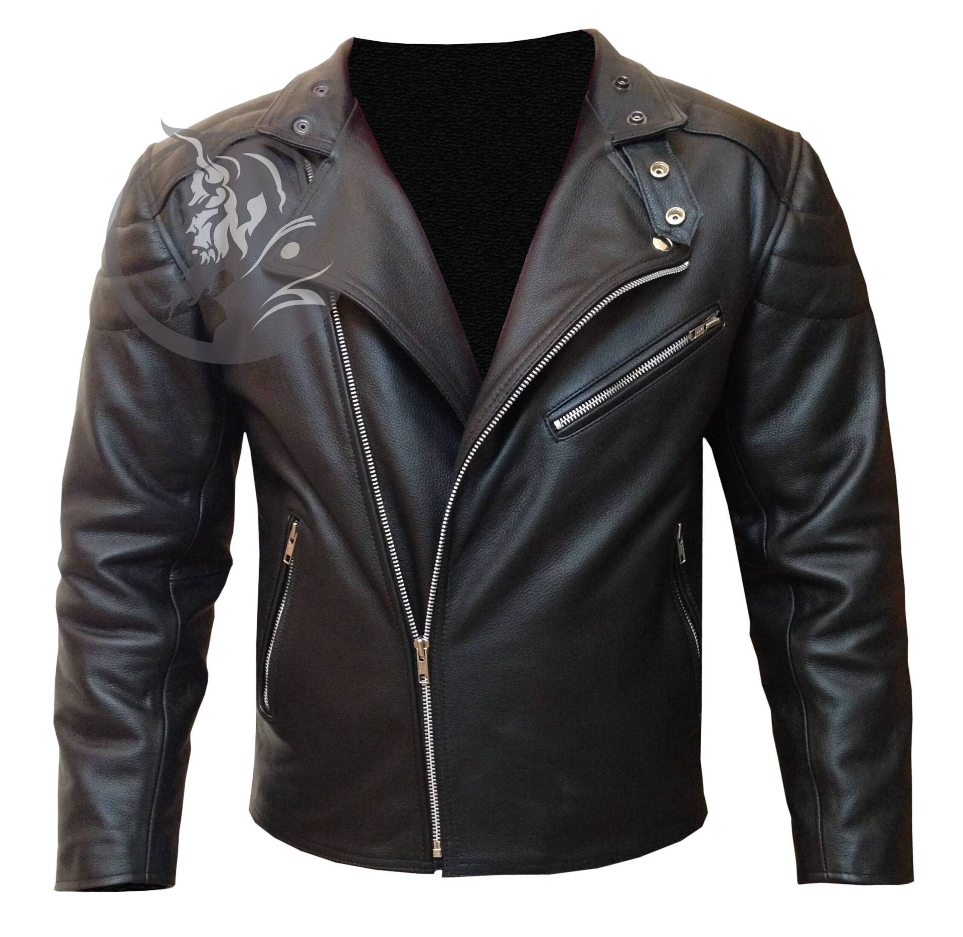 Echtes Leder Schwarze Jacke | Brando Motorradjacke Für Herren Street Terminator Aus Rindsleder von LopeholtLeather