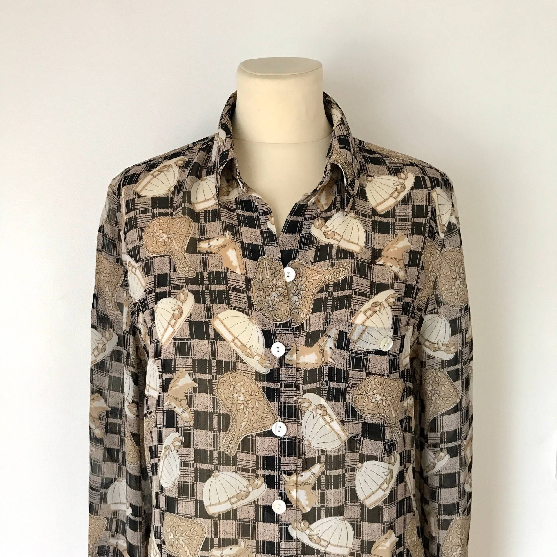 Vintage Betty Barclay Bluse 80Er Jahre Chic, Pferde Motiv Vintage Betty Barclay Bluse 80Er Jahre Chic, Pferde Motiv von Loppislover