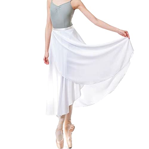 Lopsity Damen-Ballett-Wickelrock, lang, durchsichtig, Tanzröcke mit Bindeband, Taillen-Ballettrock aus Chiffon, Wickelrock für Damen und Mädchen, Weiss/opulenter Garten, 39 von Lopsity