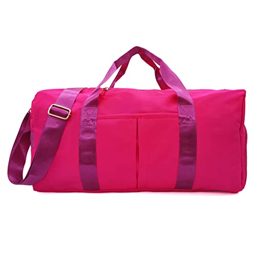 Kleiner Turnbeutel für Damen und Herren, Workout-Tasche für Sport und Wochenendausflüge, wasserdichter Dufflebag mit Schuh und nassen Kleidungsfächern, Rosenrot von Lopwin