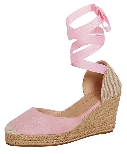 Lora Dora Womens Espadrille Wedge Sandals Pink UK 8 von Lora Dora