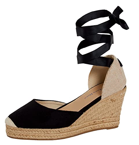 Lora Dora Womens Espadrille Wedge Sandals Black UK 3 von Lora Dora