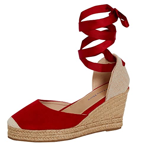 Lora Dora Womens Espadrille Wedge Sandals Red UK 4 von Lora Dora