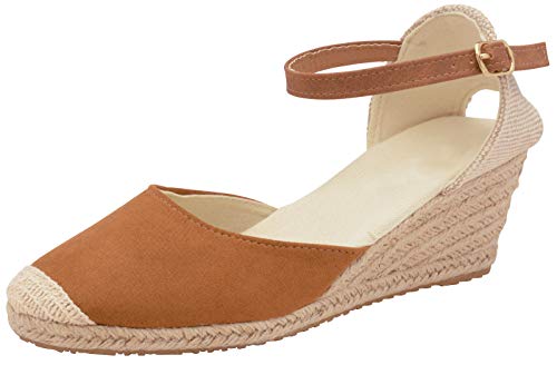 Lora Dora Damen Hessian Keilabsatz-Sandalen Braun-Tan mit Memory-Schaum, 39 EU von Lora Dora